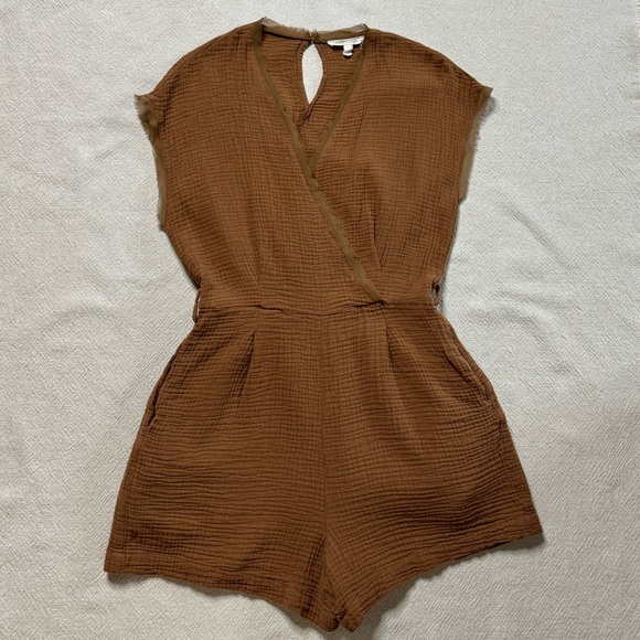 Grade & Gather Cinnamon Brown Gauze Romper S - Picture 2 of 10